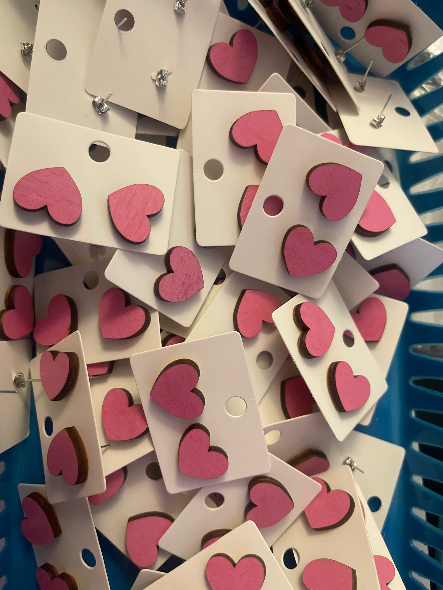 Acrylic Pink Heart Stud Earring