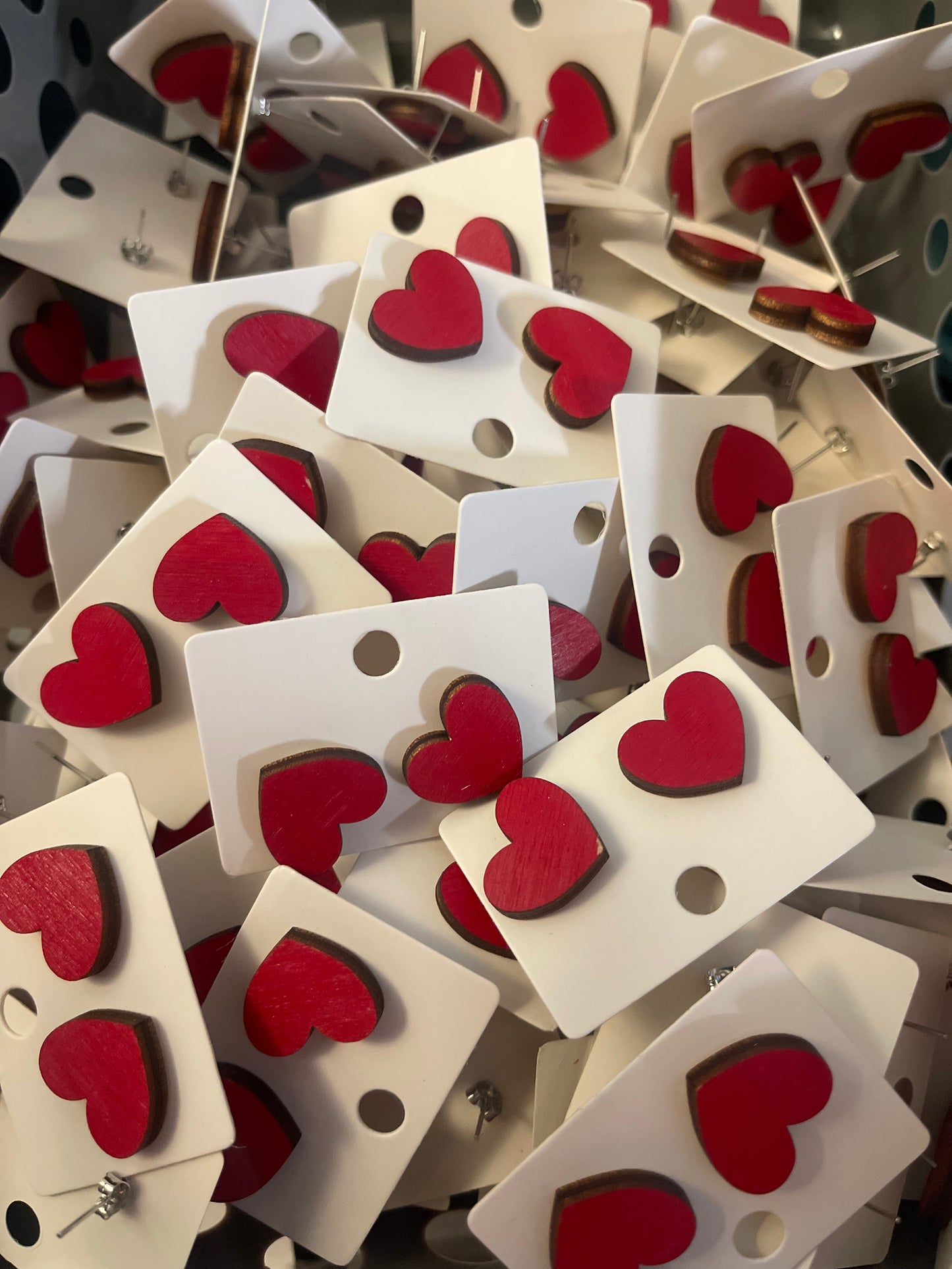 Acrylic Red Heart Stud Earring