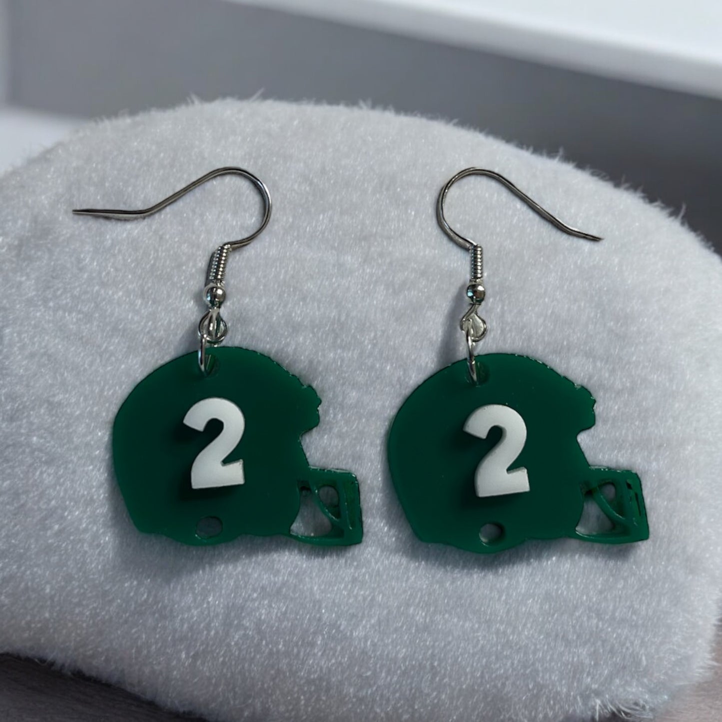 Football Helmet Earring W/ Personalized Number