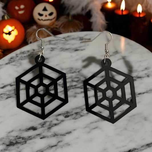 Black Acrylic Spider Web Dangle