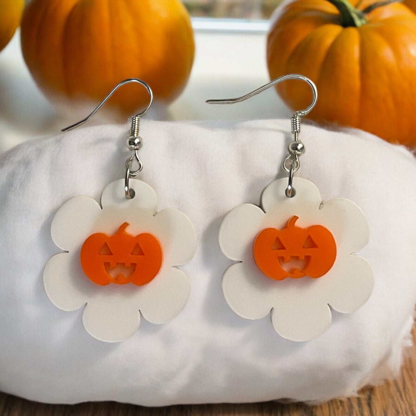 Retro Flower W/ Pumpkin Acrylic Dangle