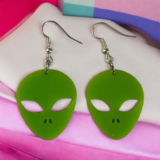 Lime Gren Alien Acrylic Dangle Earring