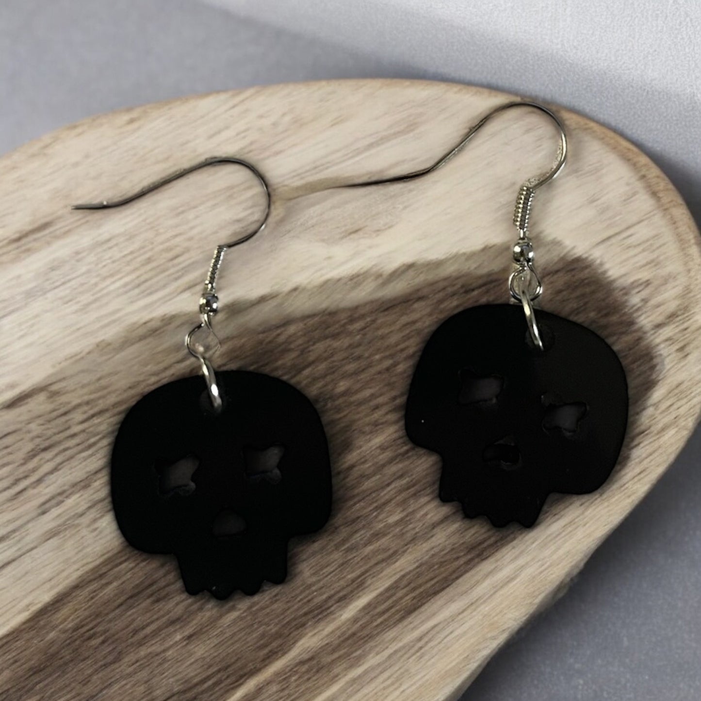 Black Skull Acrylic Dangle Earring