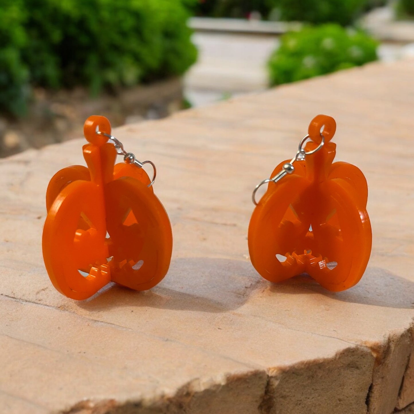 3D Orange Pumpking Acrylic Dangle Earring