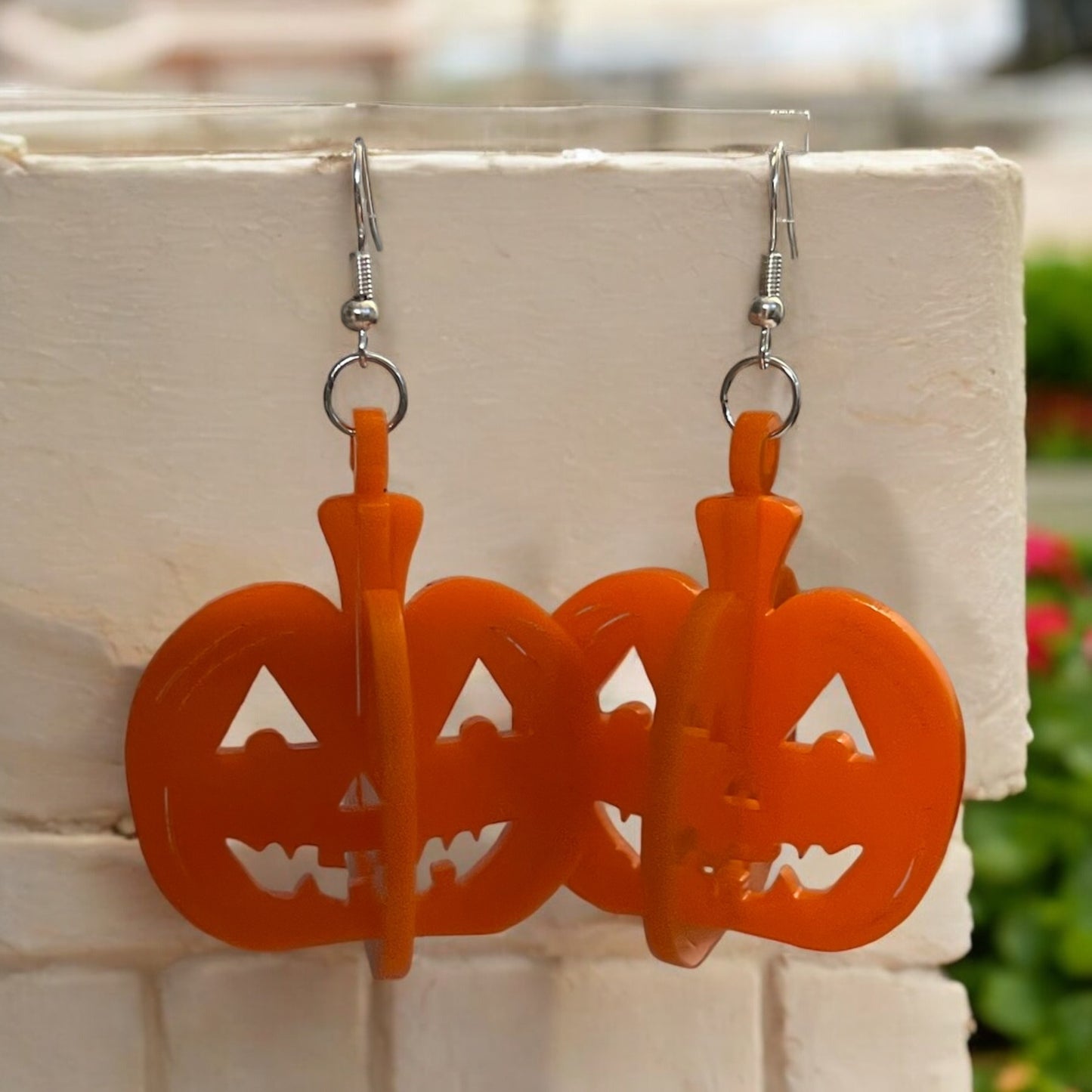 3D Orange Pumpking Acrylic Dangle Earring