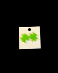 Lime Green Shamrock Stud Earrings