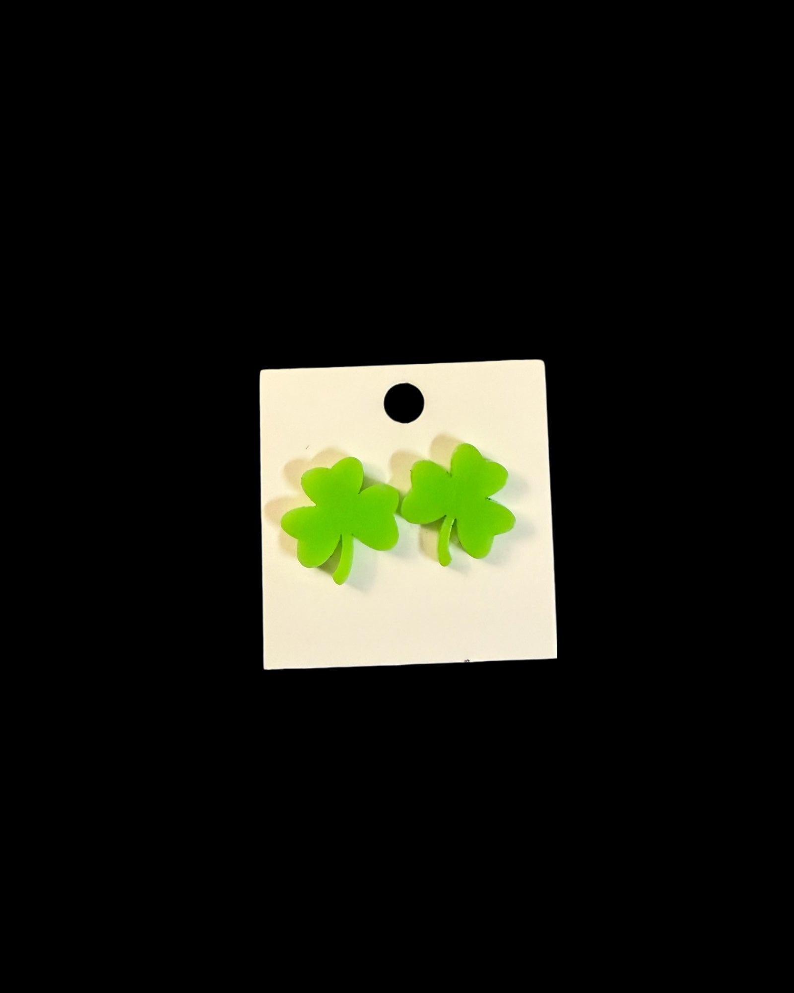 Lime Green Shamrock Stud Earrings