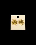Gold Glitter Shamrock Stud Earrings