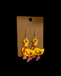 Duck with Pink Boots Dangle Earring